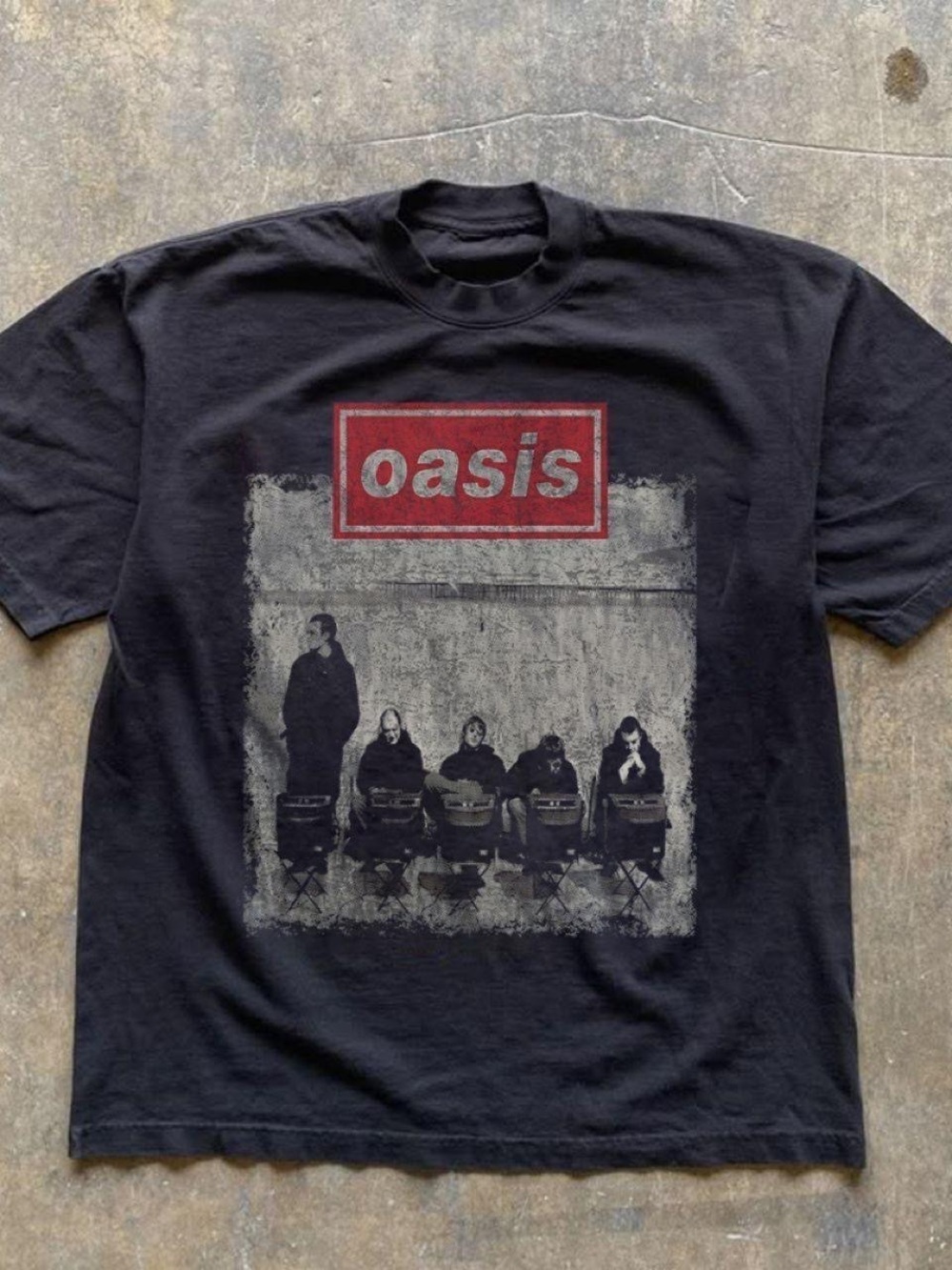 Gildan Black Oasis Band Tee with Distressed Red Logo